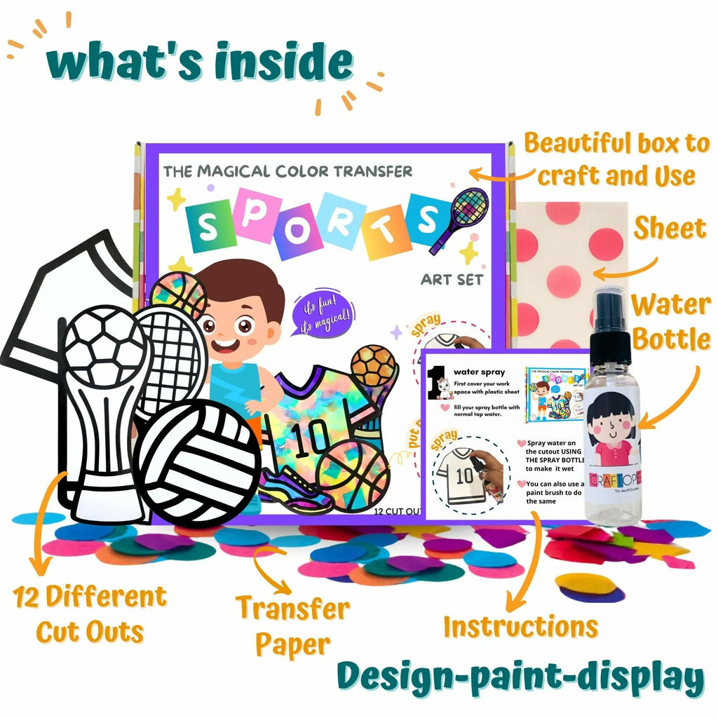 Craftopedia The Magical Color Transfer Paper Art - Sports | Creative DIY Kit for Kids - Naivri