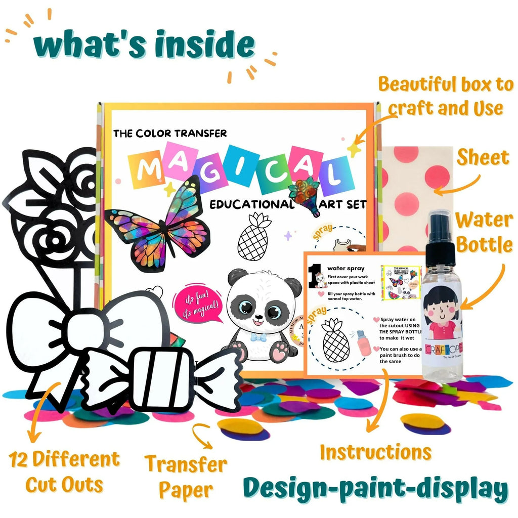 Craftopedia The Magical Color Transfer Paper Art – Toddler DIY Activity Box | Spray-and-Color Water Art Kit for Kids | Creative Learning Set - Naivri