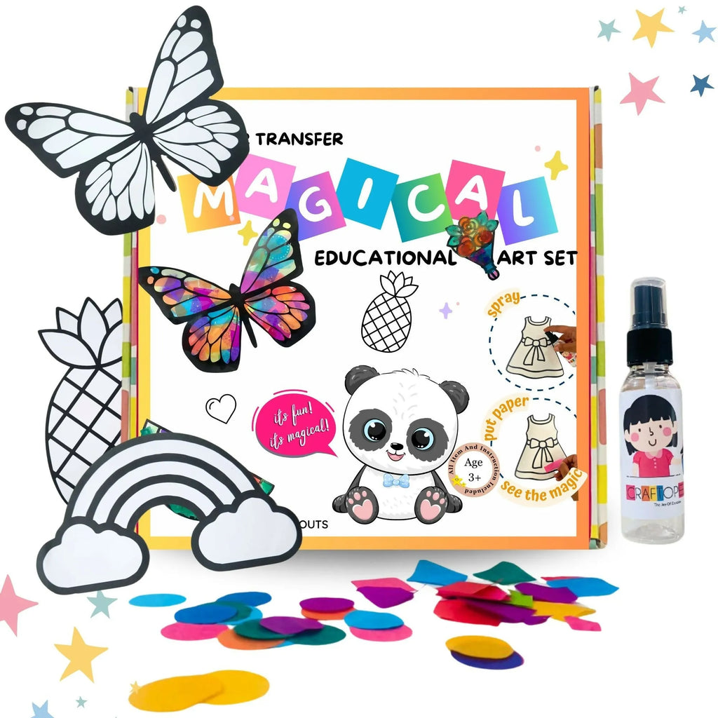 Craftopedia The Magical Color Transfer Paper Art – Toddler DIY Activity Box | Spray-and-Color Water Art Kit for Kids | Creative Learning Set - Naivri