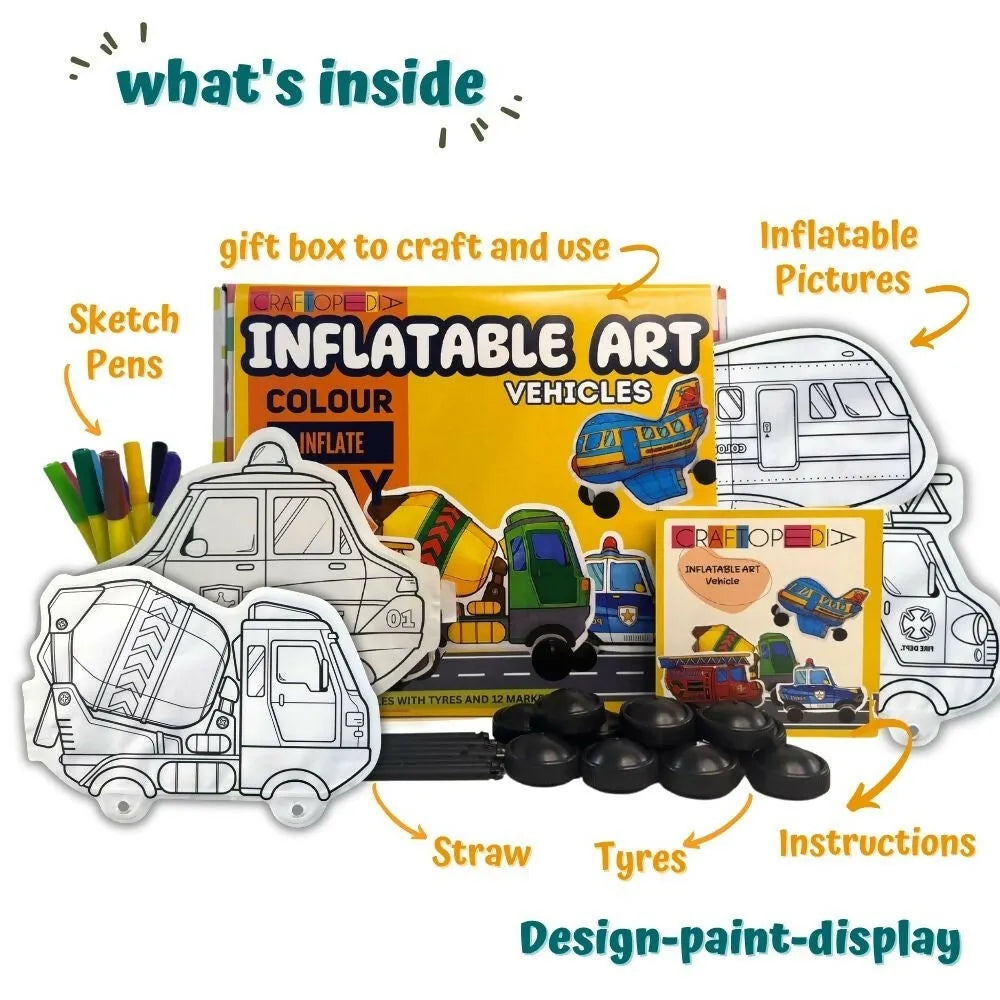 Craftopedia Vehicle Inflatable Art and Craft Kit | Creative Craft Kit for Kids - Naivri