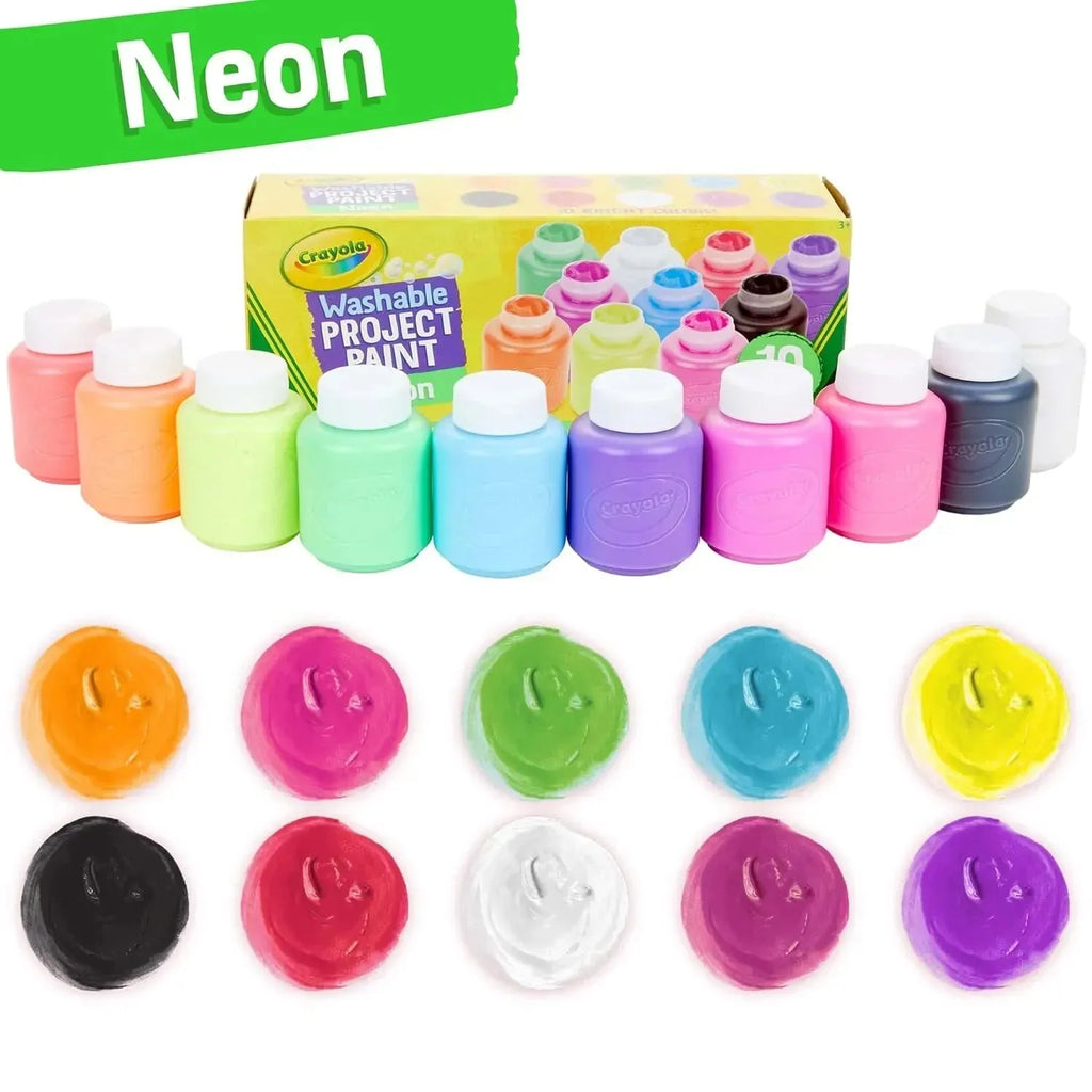 Crayola Washable Project Paint Neon 10 Colors - Naivri