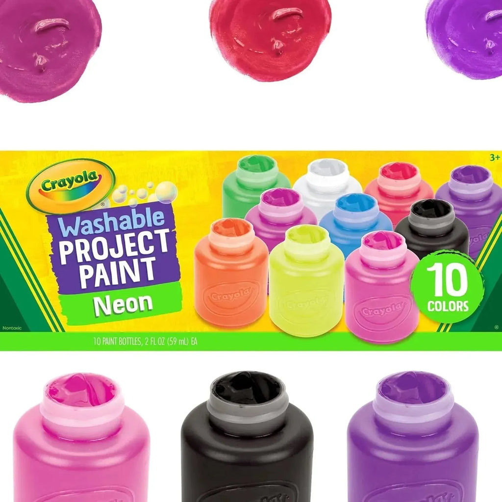 Crayola Washable Project Paint Neon 10 Colors - Naivri