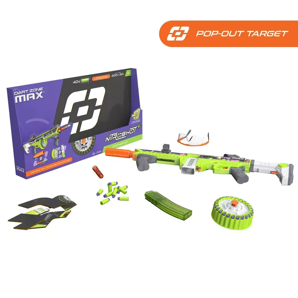 Dart Zone Max Nitroshot+ Stryker 2.0 Pro Foam Blaster – Quick Swap Power for Ages 14+ - Naivri