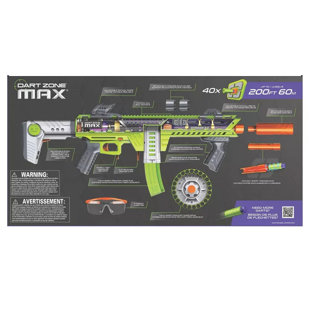 Dart Zone Max Nitroshot+ Stryker 2.0 Pro Foam Blaster – Quick Swap Power for Ages 14+ - Naivri