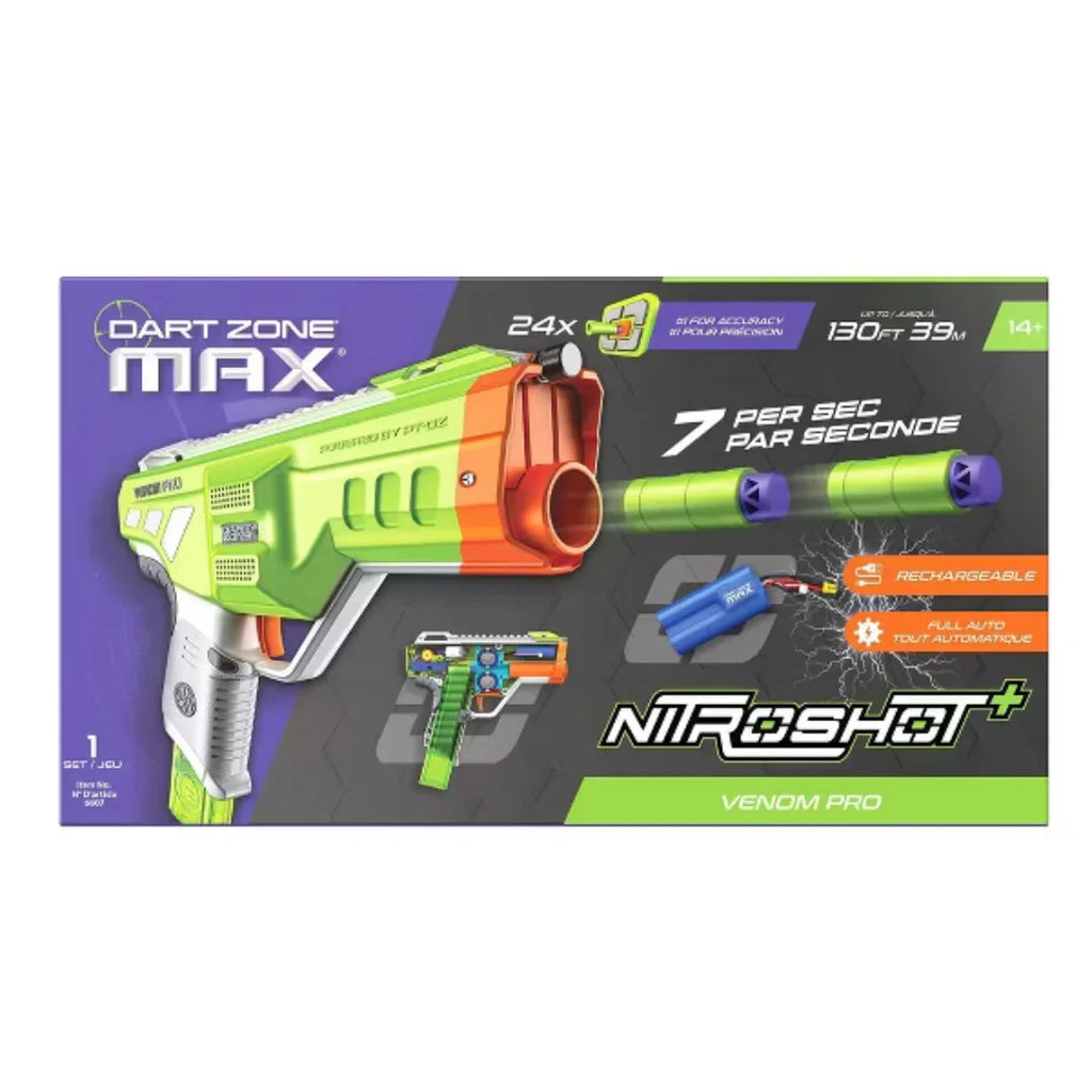 Dart Zone Max Nitroshot+ Venom Pro Motorized Foam Blaster – Fully Auto Power for Ages 14+ - Naivri