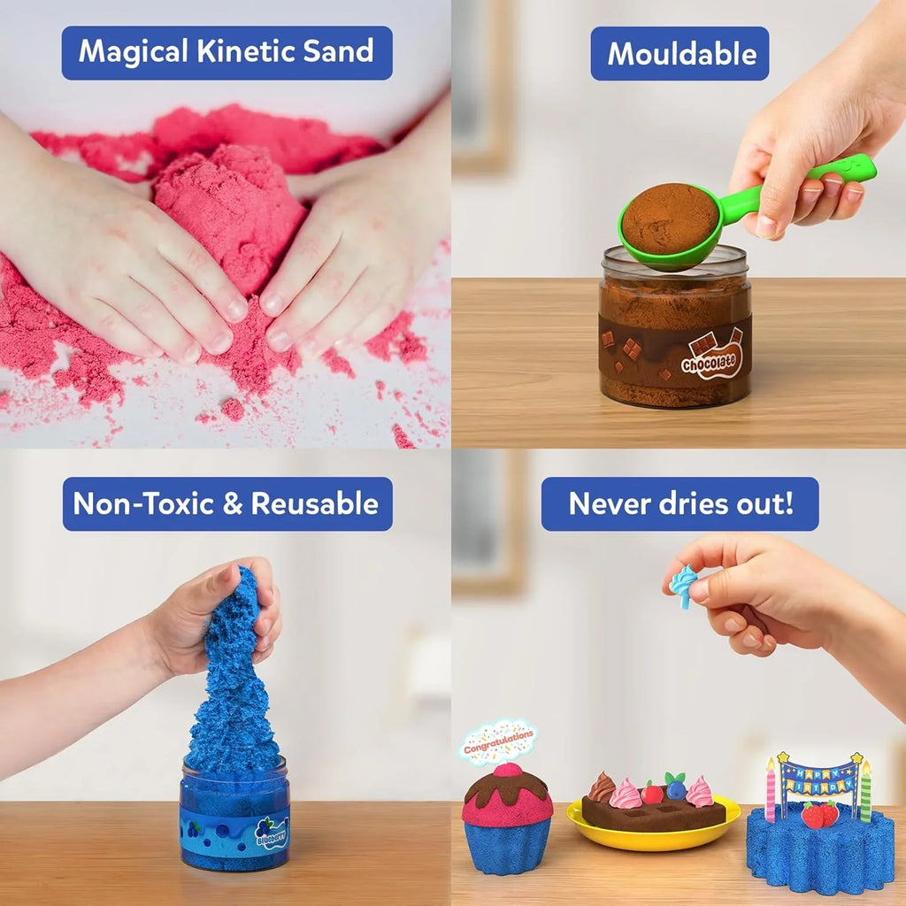 Skillmatics Sandeezy Creative Desserts Sand Playset – Pretend Baking & Sensory Toy for Kids Ages 3–7 - Naivri