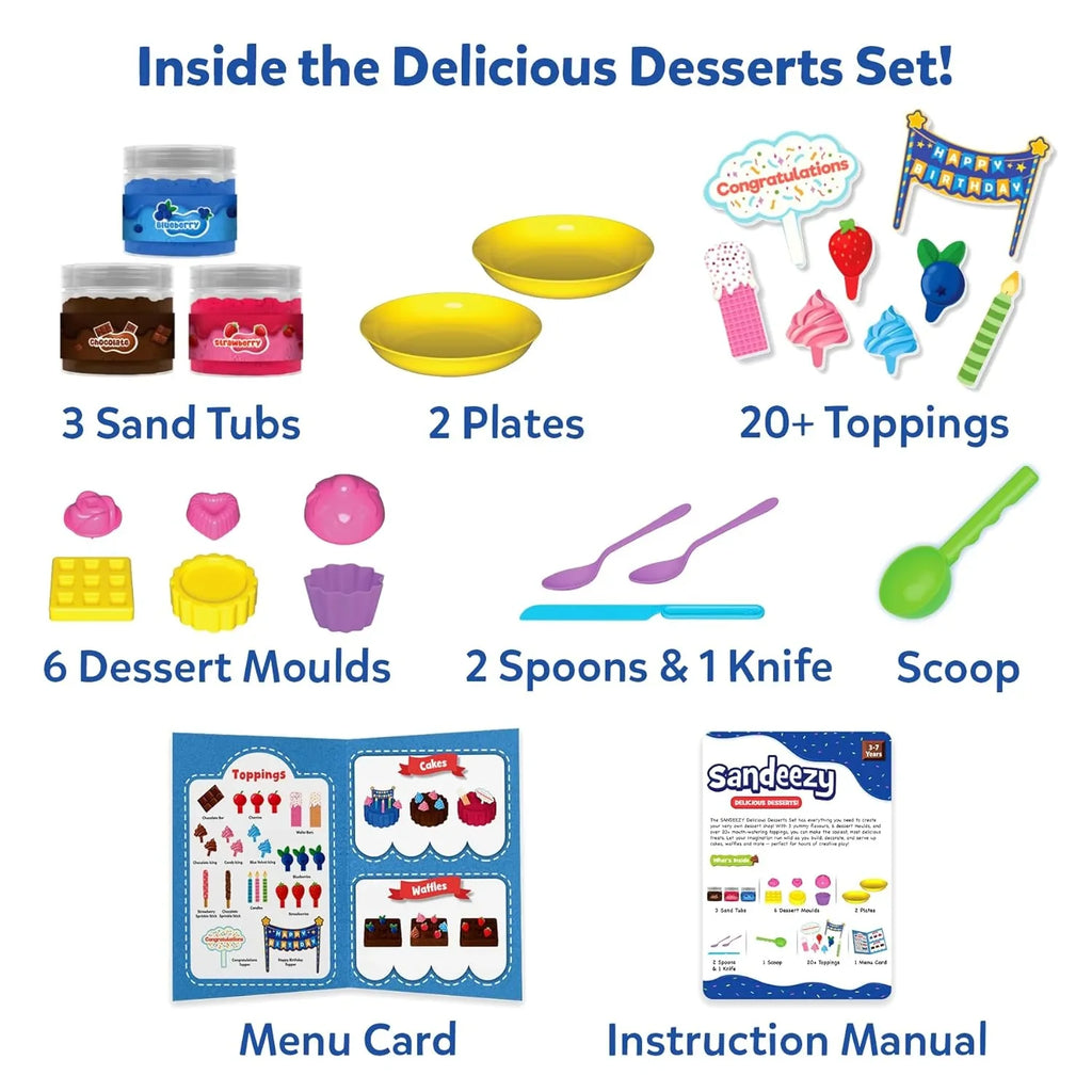 Skillmatics Sandeezy Creative Desserts Sand Playset – Pretend Baking & Sensory Toy for Kids Ages 3–7 - Naivri
