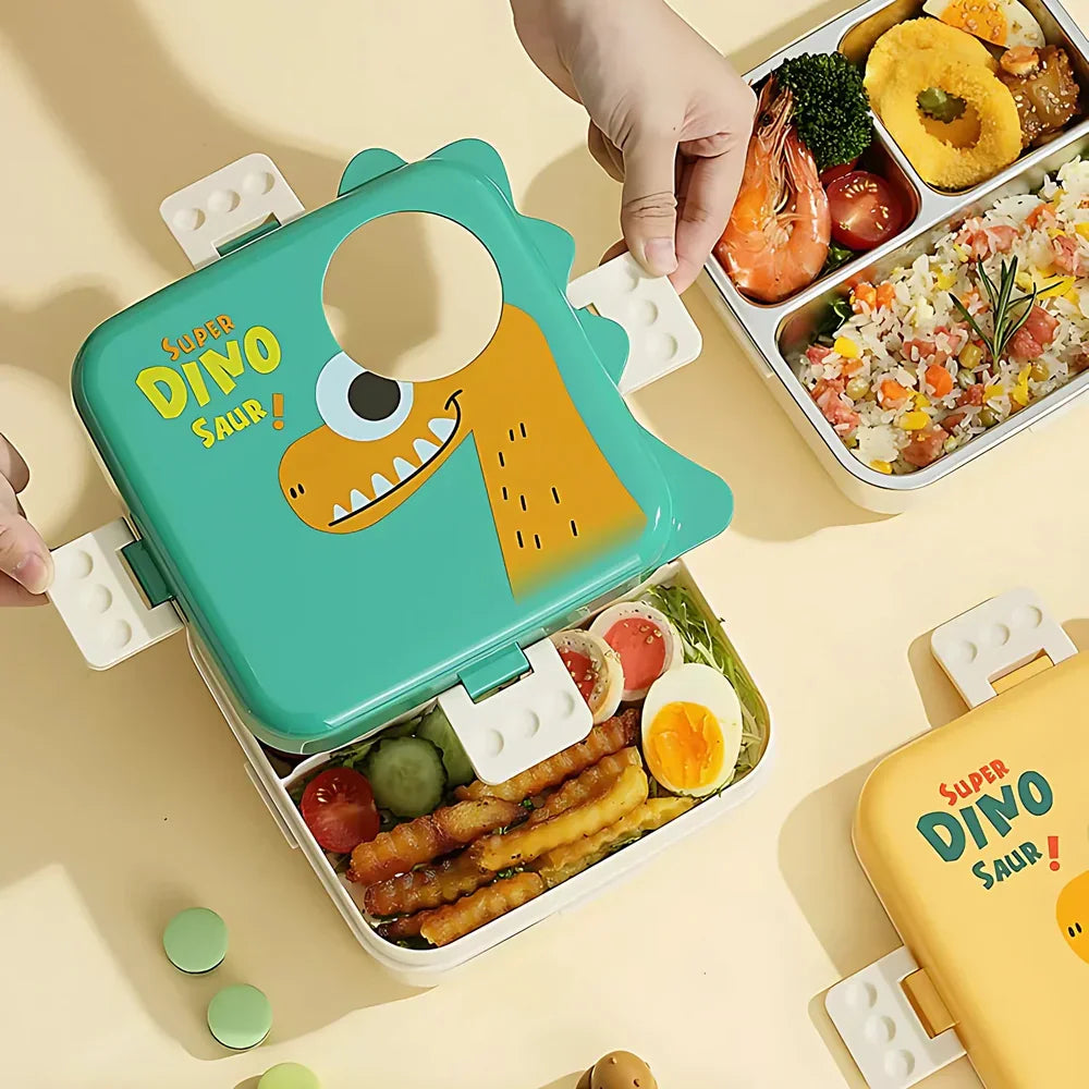 Dino Double Decker Kids Lunch Box – Leak-Proof, BPA-Free & Fun! - Naivri