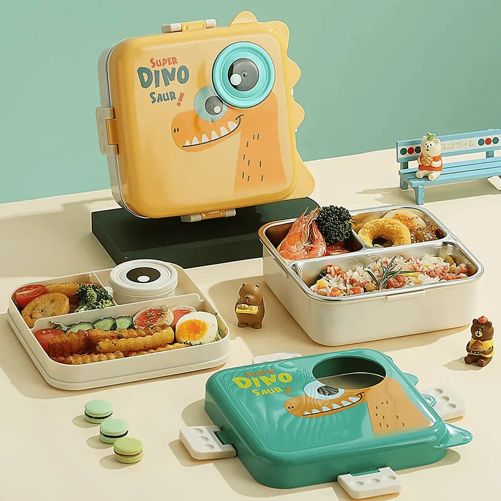 Dino Double Decker Kids Lunch Box – Leak-Proof, BPA-Free & Fun! - Naivri
