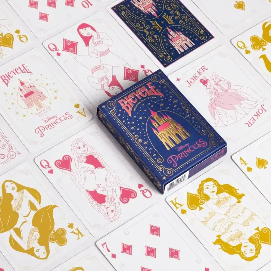 Disney Princess Inspired Playing Cards by Bicycle – Pink / Navy Edition – Premium Collector's Deck Featuring 12 Disney Princesses - Naivri