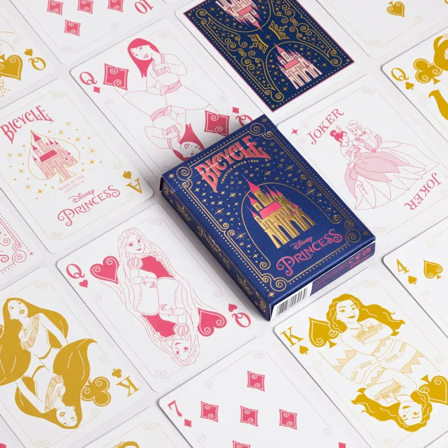 Disney Princess Inspired Playing Cards by Bicycle – Pink / Navy Edition – Premium Collector's Deck Featuring 12 Disney Princesses - Naivri