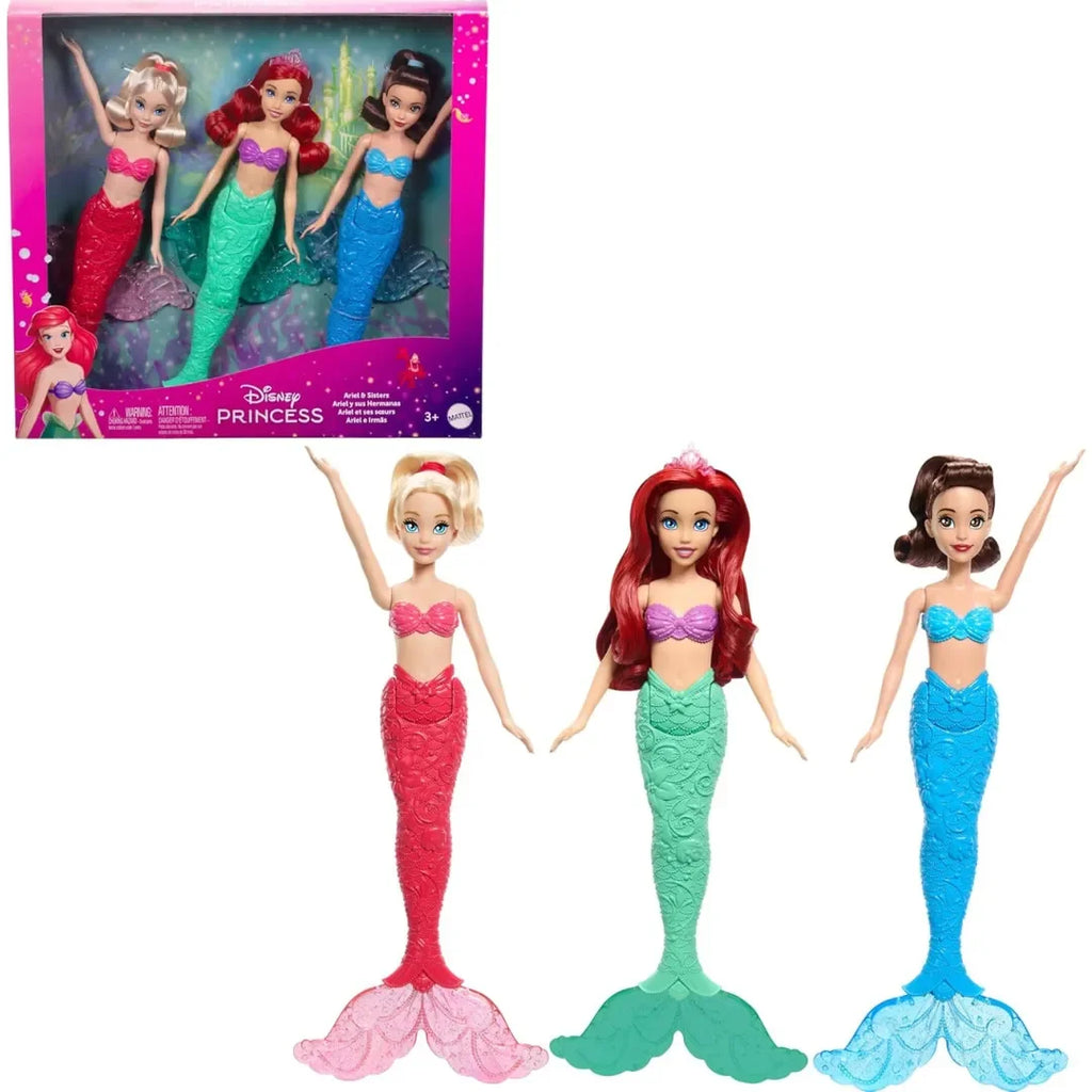 Disney Princess Mattel Ariel Mermaid Fashion Doll & 2 Mermaid Sister Dolls – Glittery Adventures Under the Sea! - Naivri