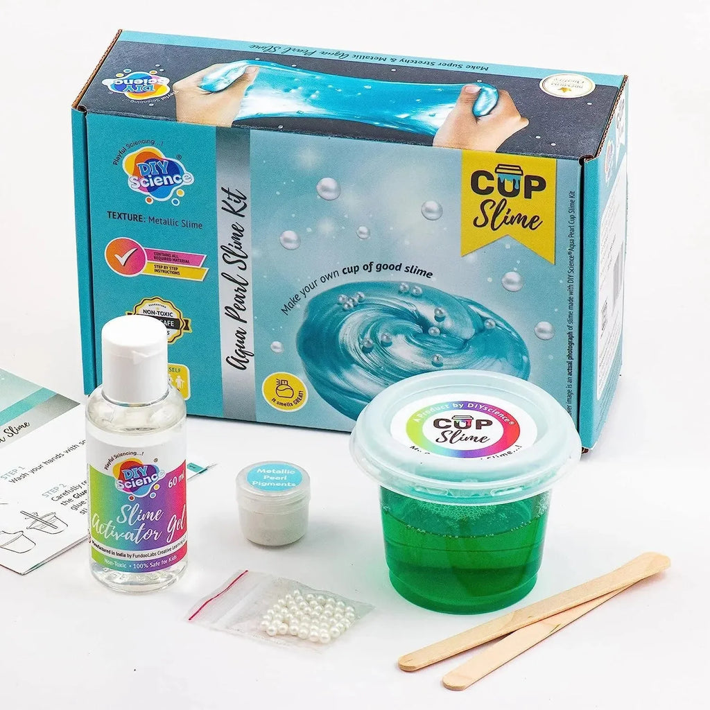 DIY Science Aqua Pearl Slime Kit – Make Colorful, Shimmery, Pearl-Infused Slime at Home | Safe & Non-Toxic STEM Activity for Kids - Naivri
