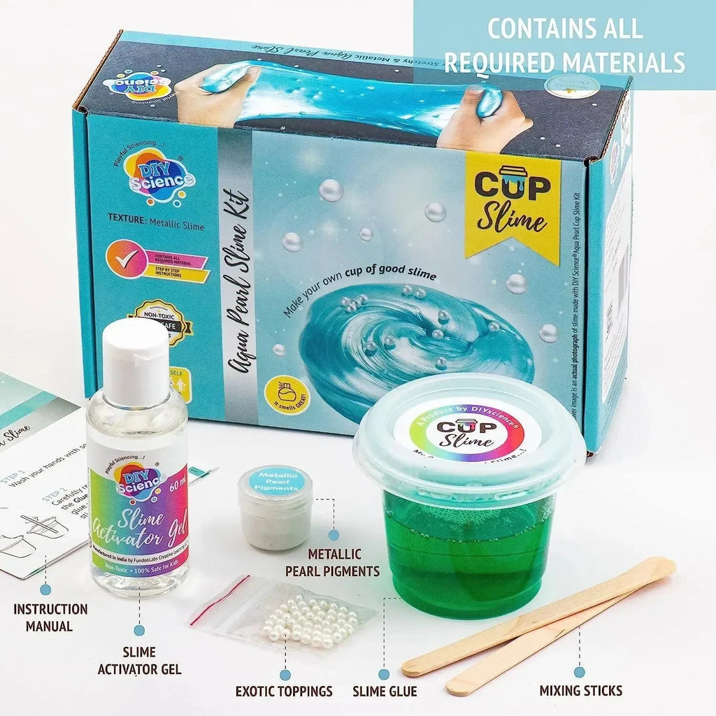 DIY Science Aqua Pearl Slime Kit – Make Colorful, Shimmery, Pearl-Infused Slime at Home | Safe & Non-Toxic STEM Activity for Kids - Naivri