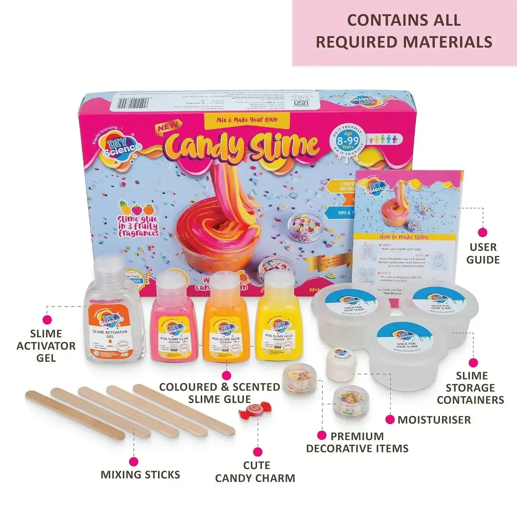 DIY Science Candy Slime Kit – Colorful Scented Slime Making Set for Kids Ages 6+ | Safe, Non-Toxic, STEM-Based DIY Toy – Made in India - Naivri
