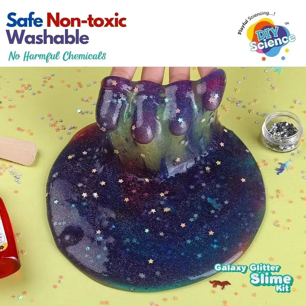 DIY Science Galaxy Glitter Slime Kit – Scented, Glittery, Stretchy Slime Kit for Kids 6+ | Safe, Non-Toxic, STEM DIY Toy – Made in India - Naivri