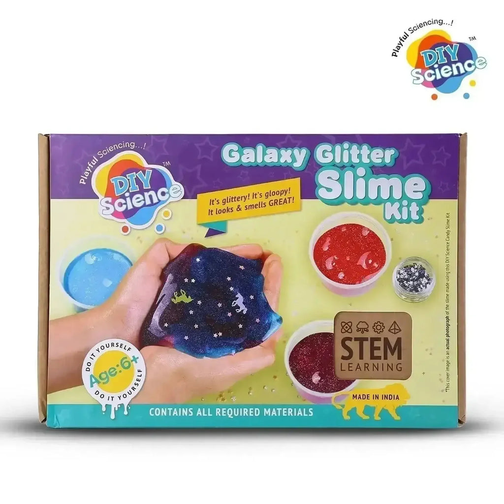DIY Science Galaxy Glitter Slime Kit – Scented, Glittery, Stretchy Slime Kit for Kids 6+ | Safe, Non-Toxic, STEM DIY Toy – Made in India - Naivri