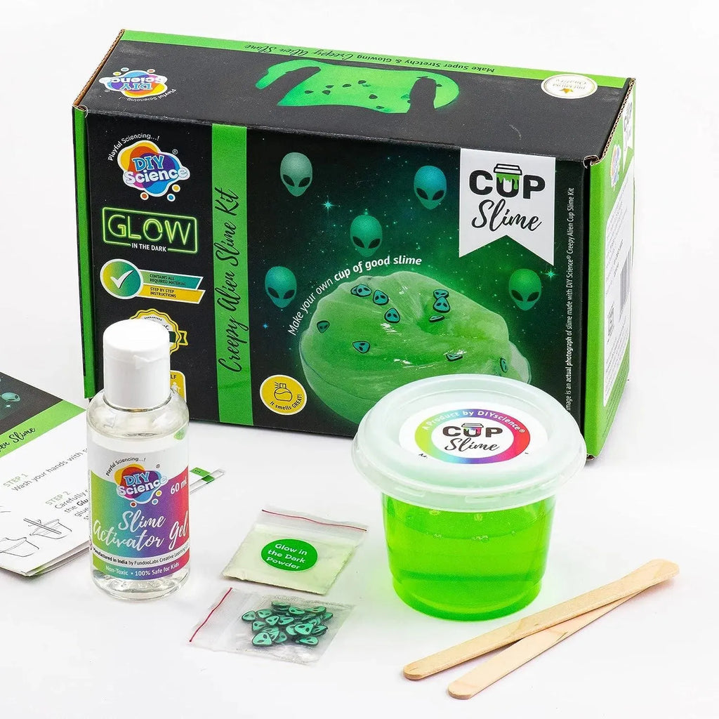 DIY Science Glow In The Dark Green Alien Slime Kit - Naivri