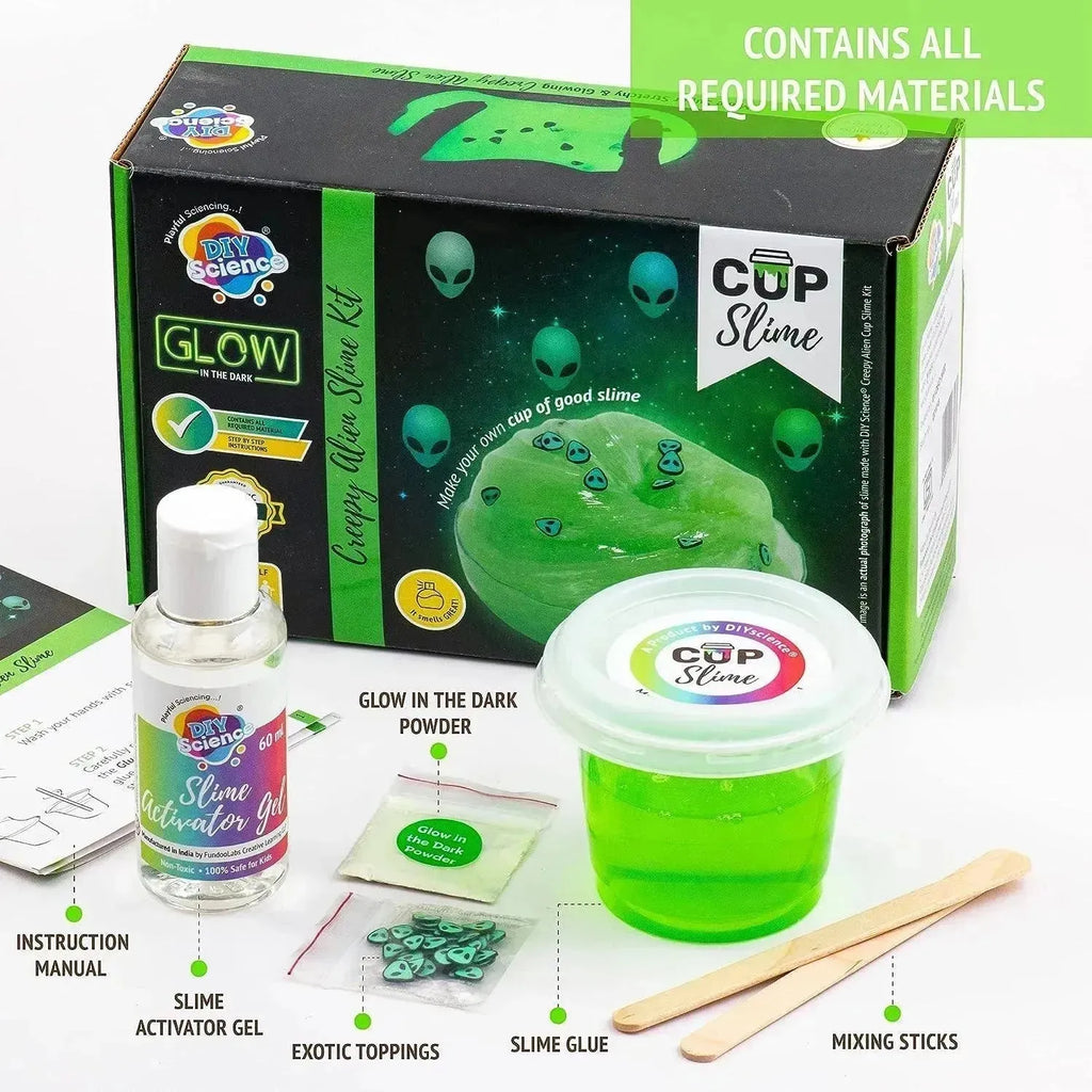DIY Science Glow In The Dark Green Alien Slime Kit - Naivri