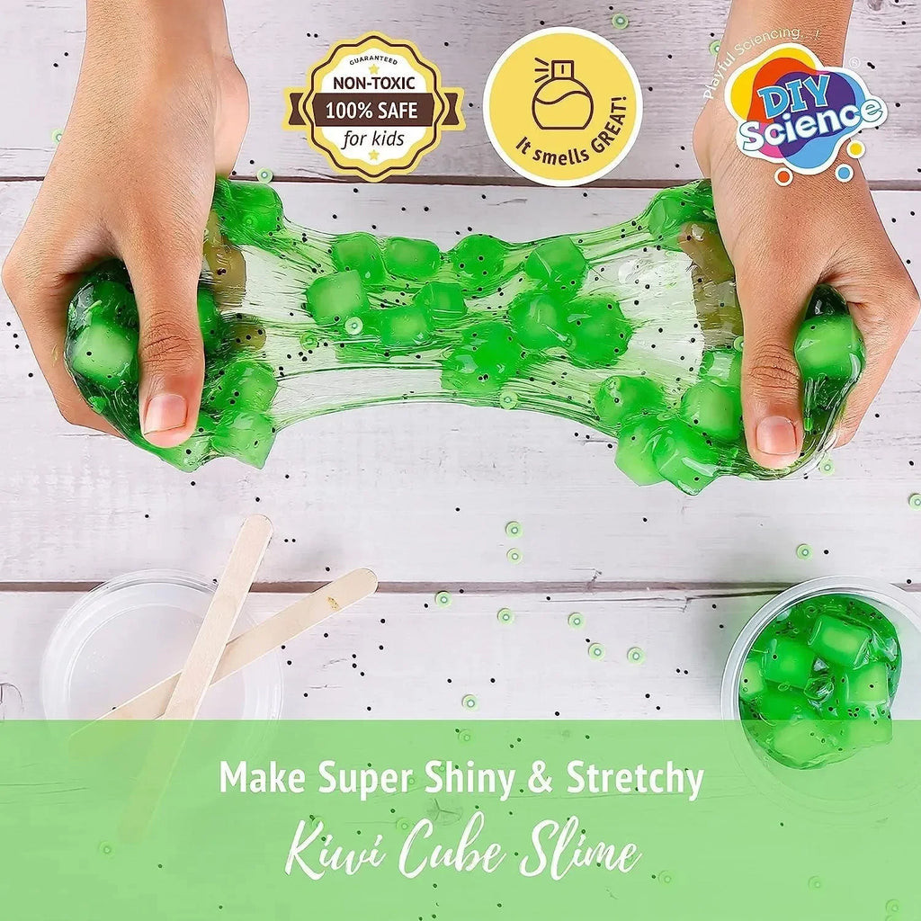 DIY Science Kiwi Cube Slime Kit – Colorful, Scented Slime Making Kit for Kids with Fun Kiwi Add-ins, Safe & Non-Toxic, Ideal for Gifting & STEM Learning - Naivri