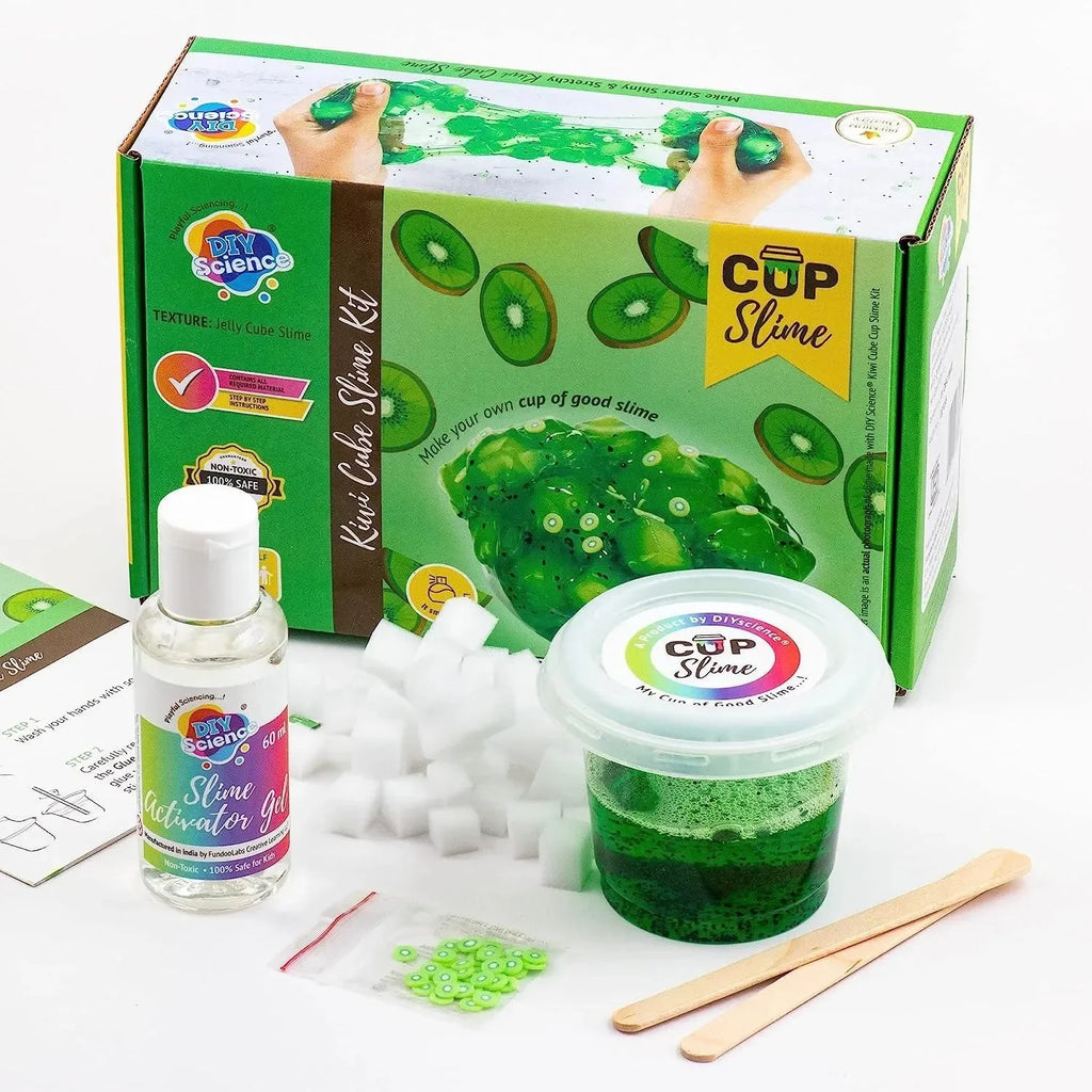DIY Science Kiwi Cube Slime Kit – Colorful, Scented Slime Making Kit for Kids with Fun Kiwi Add-ins, Safe & Non-Toxic, Ideal for Gifting & STEM Learning - Naivri