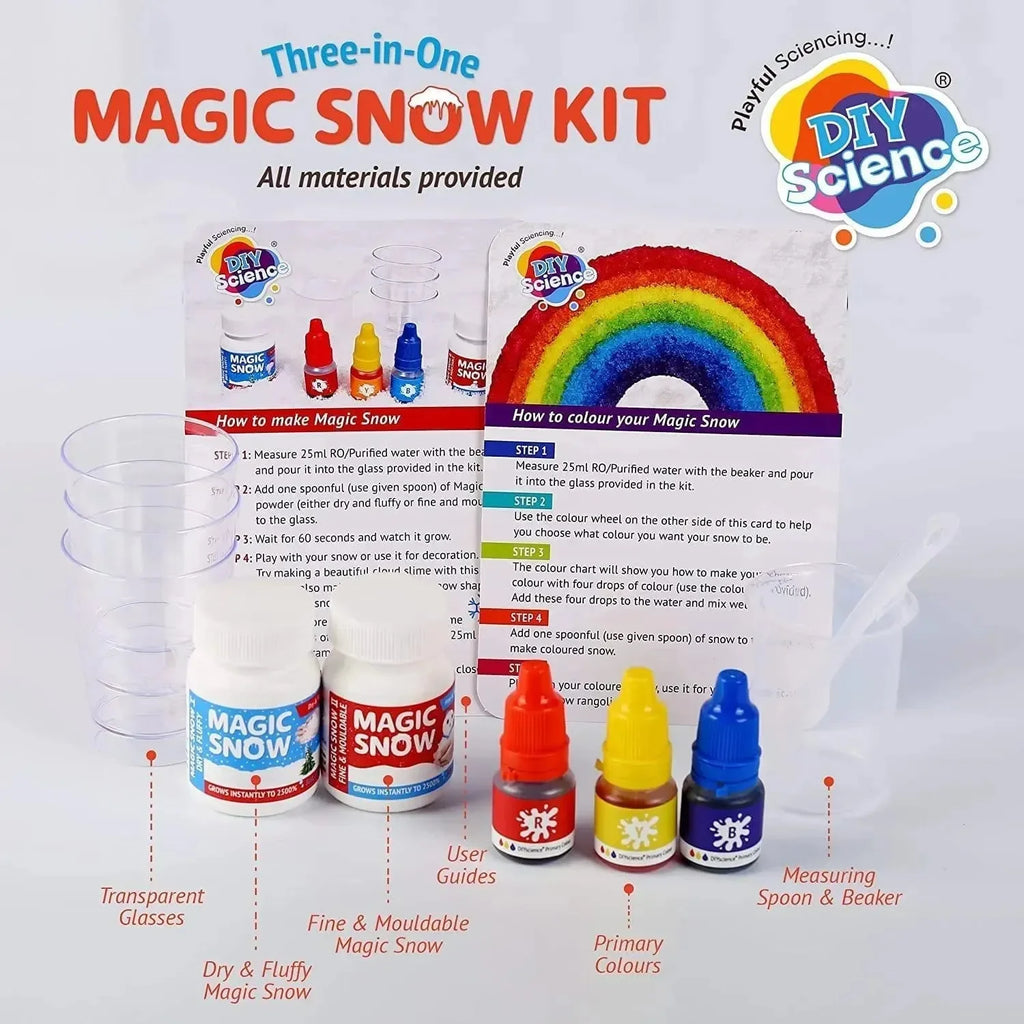 DIY Science Magic Snow Kit Three In One – Reusable, Expandable, Colorable Snow Powder Kit | STEM Science Toy for Kids 6+ - Naivri