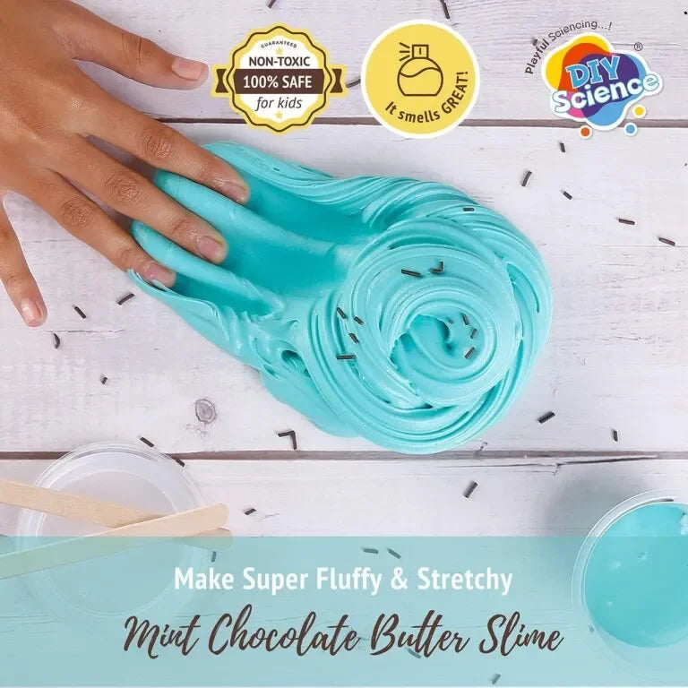 DIY Science® Mint Chocolate Butter Slime Kit | Fluffy, Scented Slime Making Kit for Kids | Non-Toxic DIY STEM Craft Activity | Sensory Play Kit for Ages 8+ | Includes PVA Glue, Clay, Choco Sprinkles & More - Naivri