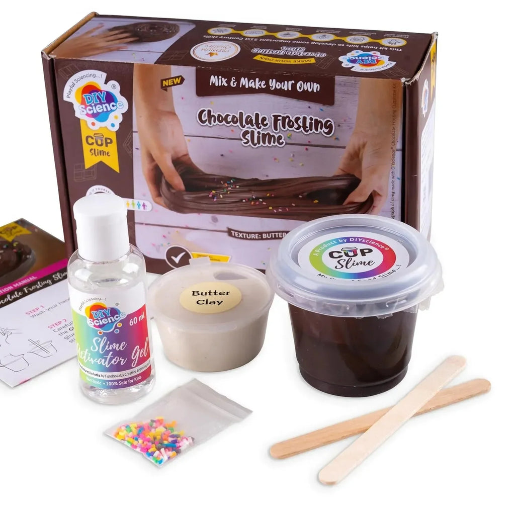 DIYScience Chocolate Frosting Slime Kit – Fluffy, Chocolate-Scented Slime for Kids 8+ | Safe & Fun STEM Activity - Naivri