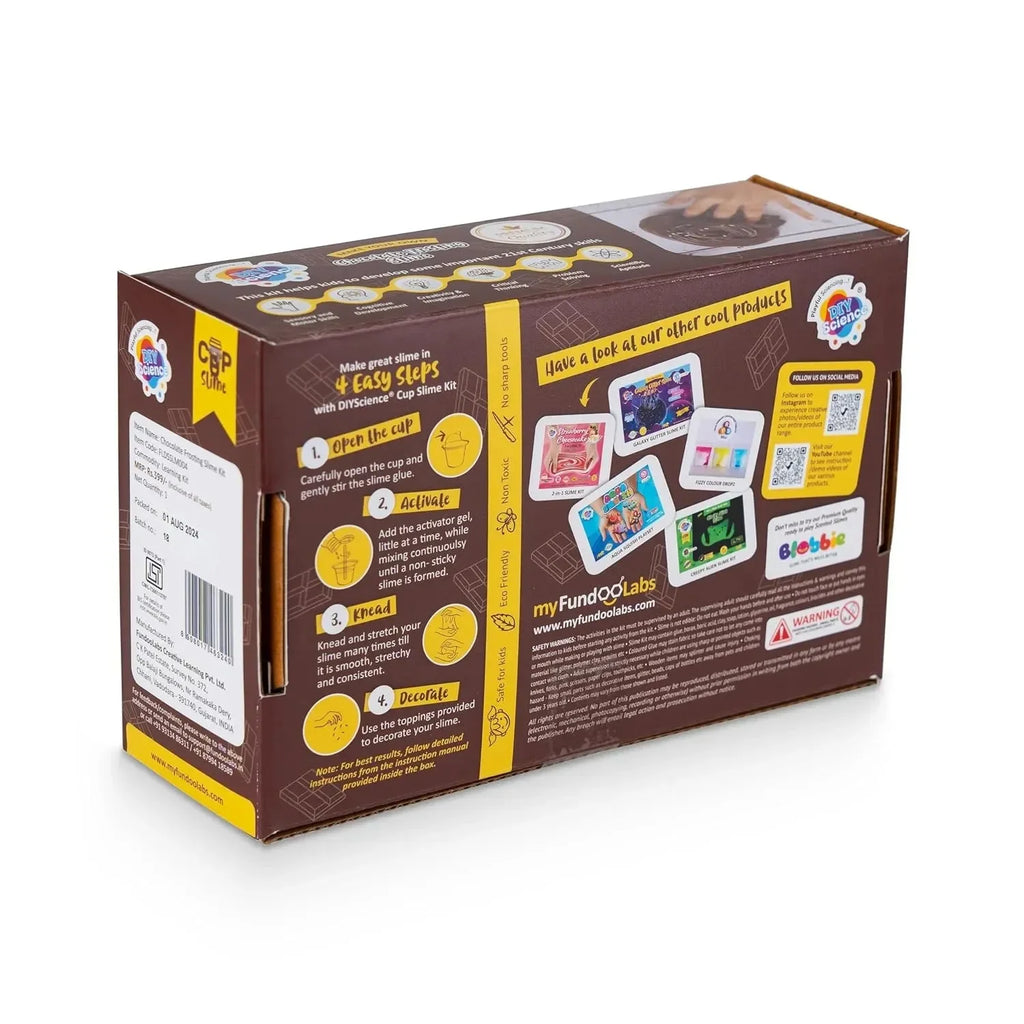 DIYScience Chocolate Frosting Slime Kit – Fluffy, Chocolate-Scented Slime for Kids 8+ | Safe & Fun STEM Activity - Naivri