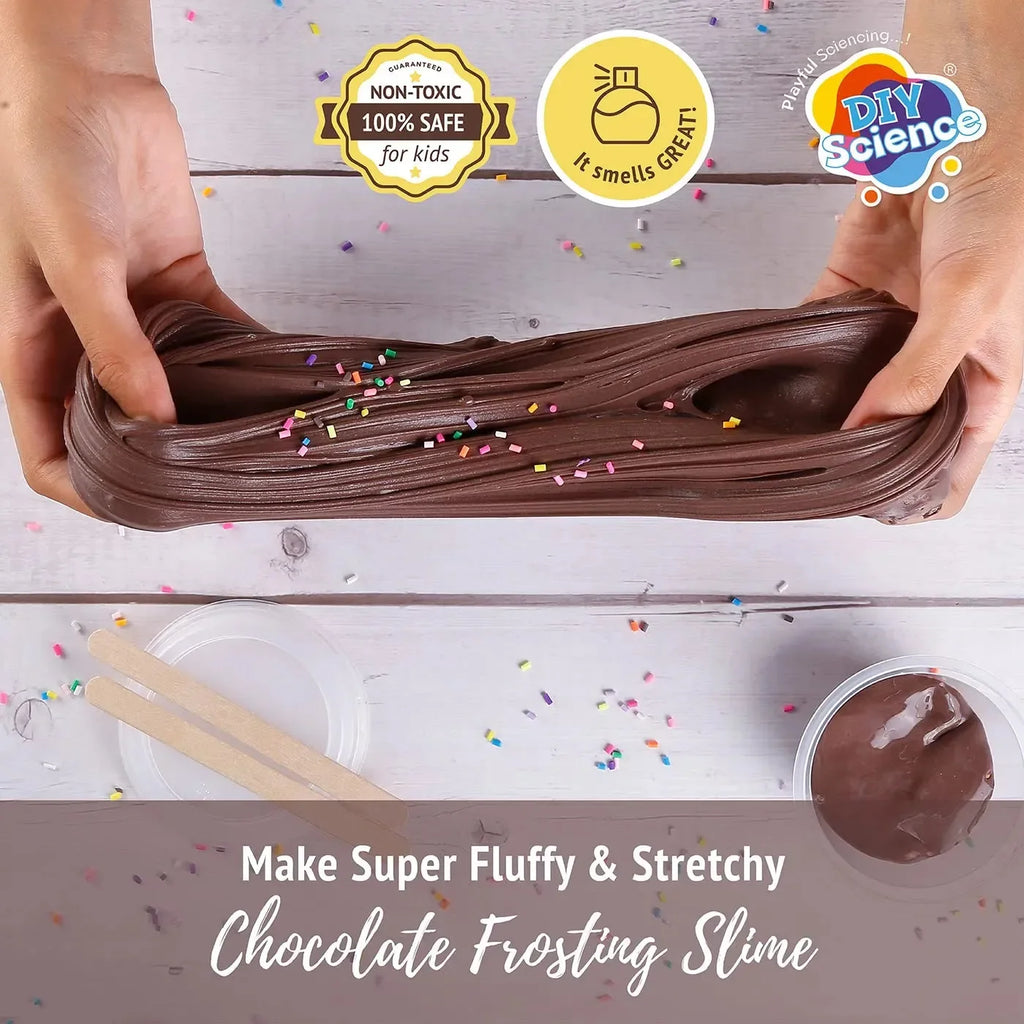 DIYScience Chocolate Frosting Slime Kit – Fluffy, Chocolate-Scented Slime for Kids 8+ | Safe & Fun STEM Activity - Naivri