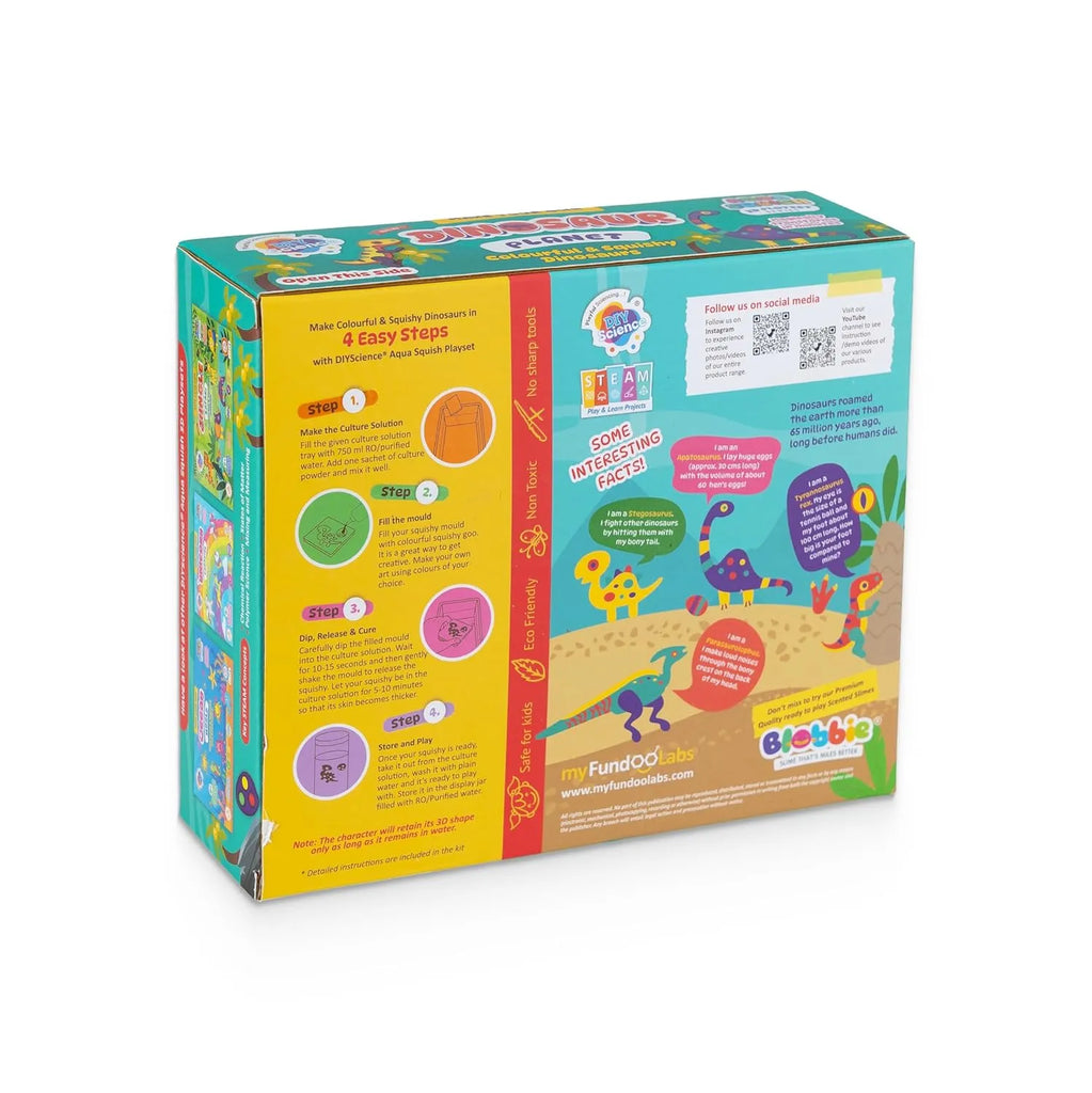 DIYScience® Dinosaur Planet Aqua Squish Kit | Make More Than 20 3D Colorful Soft and Squishy Dinosaurs | Magic Water Elf Gel Toys for Girls and Boys | 4 Dinosaur Moulds | Ideal for Birthday Gift - Naivri
