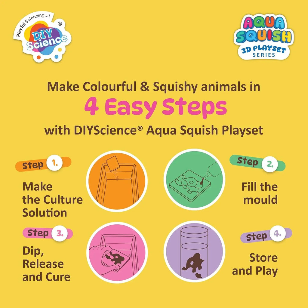 DIYScience® Jungle Safari Aqua Squish Kit – 40+ 3D Jungle Animals | Soft Magic Gel Toys for Boys & Girls | Educational Birthday Gift (Age 6–14) - Naivri