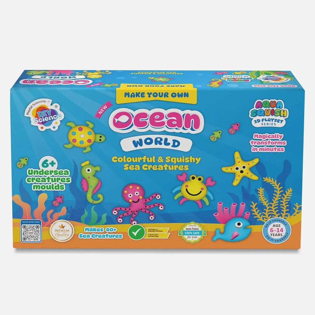 DIYScience® Ocean World Aqua Squish Kit | 3D Sea Creatures Creation Set | Educational Magic Water Gel Toy Kit for Boys and Girls | Ideal Birthday Gift - Naivri