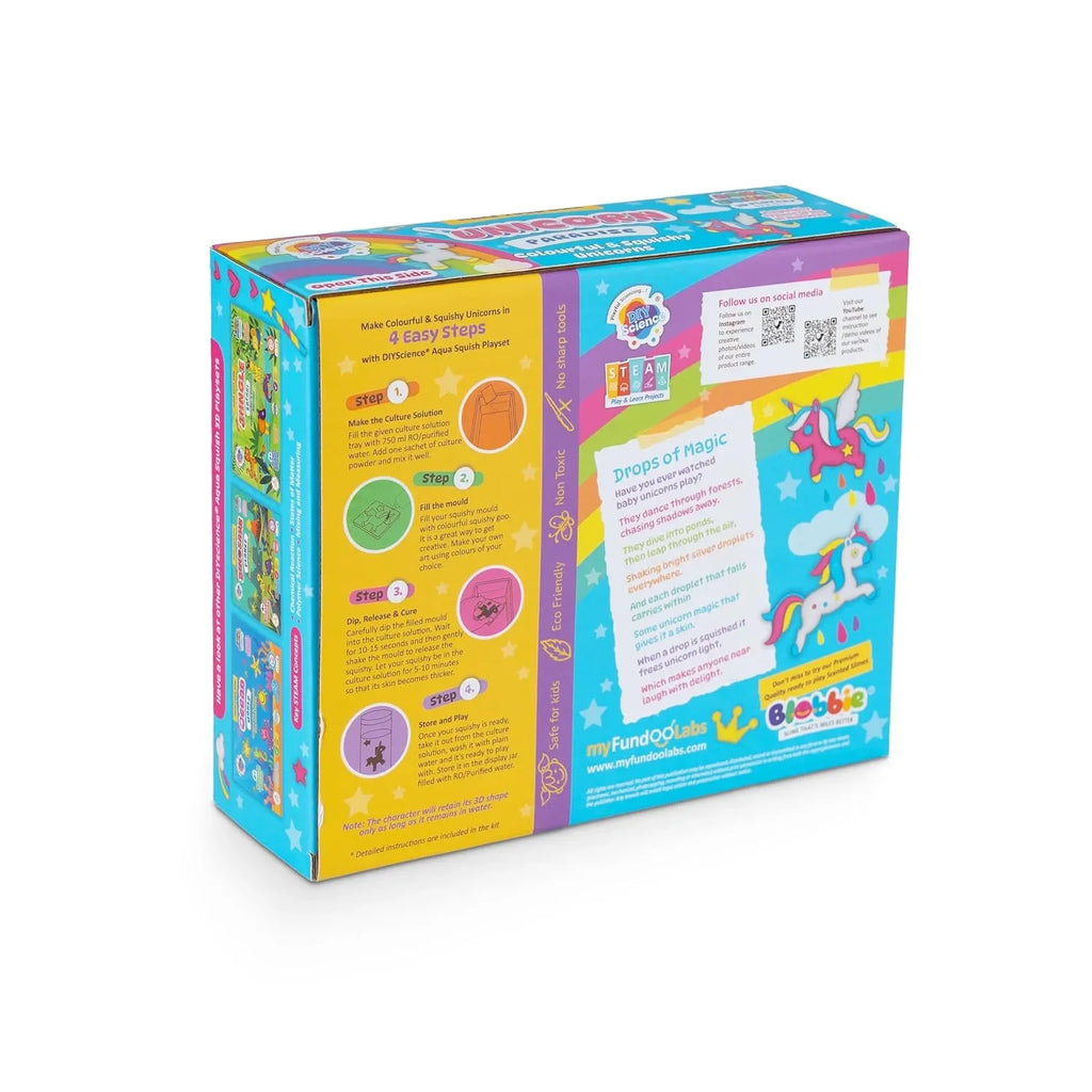 DIYScience® Unicorn Paradise Aqua Squish Kit | Make More Than 25 3D Colorful Soft and Squishy Unicorns | Magic Water Elf Gel Toys for Girls and Boys | 4 Unicorn Moulds | Ideal Birthday Gift - Naivri