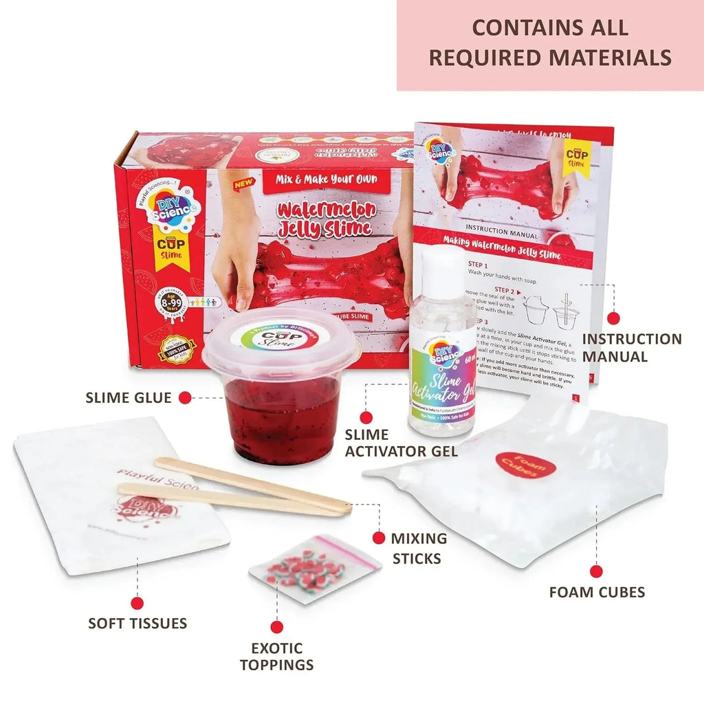 DIYScience Watermelon Jelly Slime Kit – Scented, Glossy Slime Kit for Kids 8+ | Non-Toxic & Complete DIY Set - Naivri