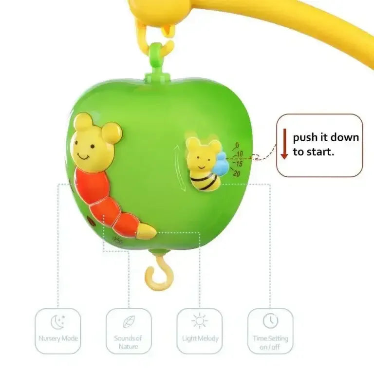 Dove Little Bee Musical Mobile for Baby Crib | Crib Hanging Toy with 20 Soothing Tunes, 5 Rattling Toys, and Visual Stimulation | Multi-Stage Use - Naivri