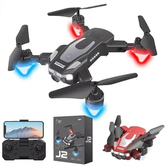 Drone J2 Foldable FPV Drone with Dual Camera, Obstacle Avoidance, Altitude Hold, Headless Mode, 15 Min Flight Time | Compact Portable RC Quadcopter for Beginners & Kids - Naivri