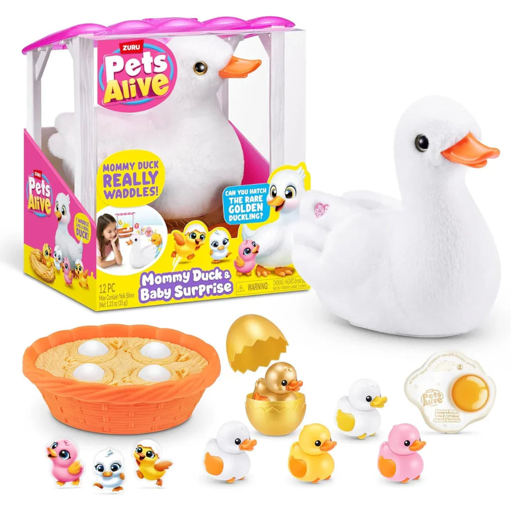 ZURU Pets Alive Mommy Duck Surprise Family – Hatching Babies & Waddling Play (3+ Years) - Naivri