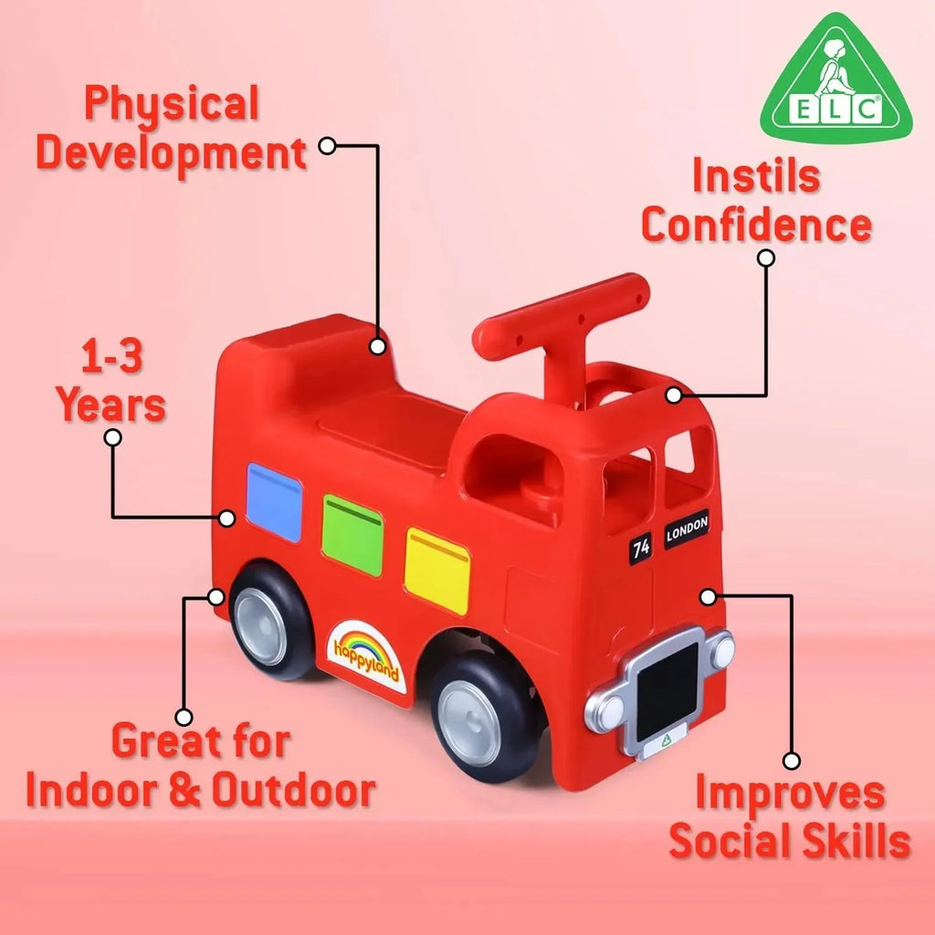 ELC Ride-On Bus – PVC Push Ride-On Toy for Toddlers with Steering and Durable Wheels - Naivri