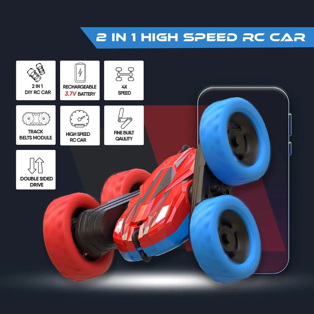 Electrobotic Electro Roadster 2 In 1 Stunt RC Car Blue - Naivri