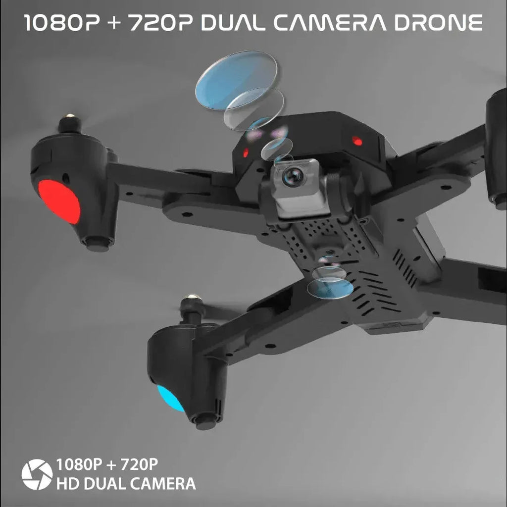 Electrobotic NABHYAAN Dual Camera Drone: HD 1080P + 720P FPV | Position Lock & Foldable | Smoke Black - Naivri