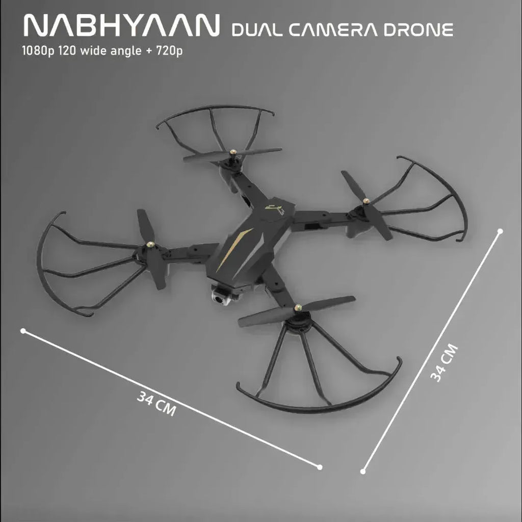 Electrobotic NABHYAAN Dual Camera Drone: HD 1080P + 720P FPV | Position Lock & Foldable | Smoke Black - Naivri