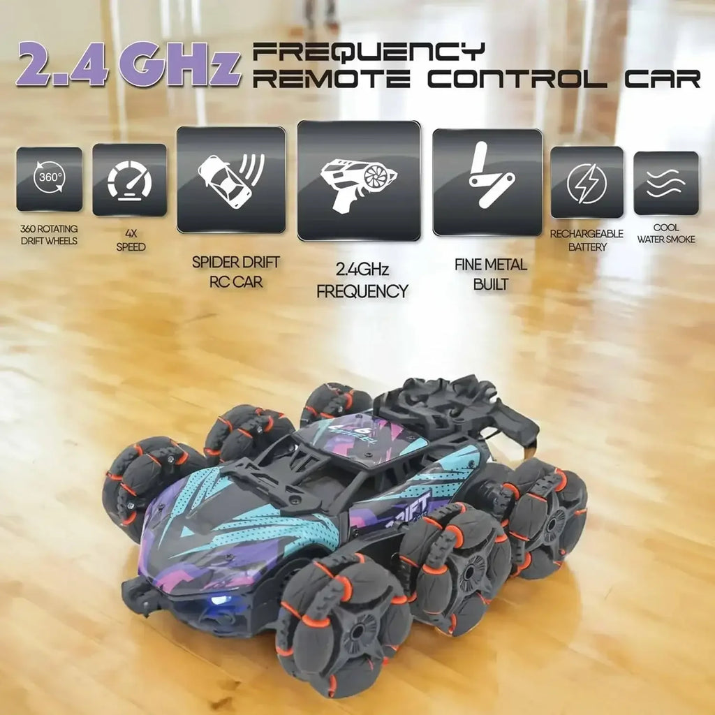 Electrobotic Sobo Drifter 6WD RC Stunt Car – 360° Flips, Water Spray & Lights (Age 8+) - Naivri