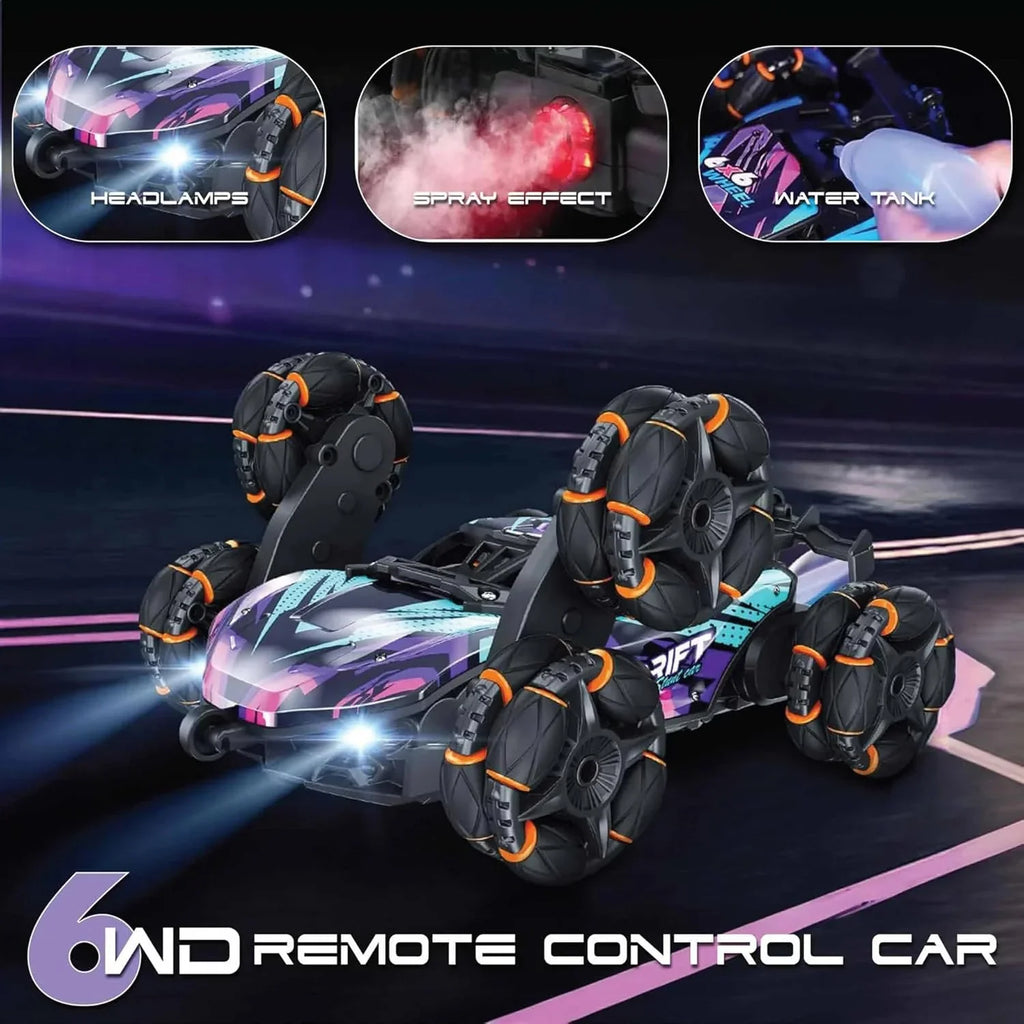 Electrobotic Sobo Drifter 6WD RC Stunt Car – 360° Flips, Water Spray & Lights (Age 8+) - Naivri