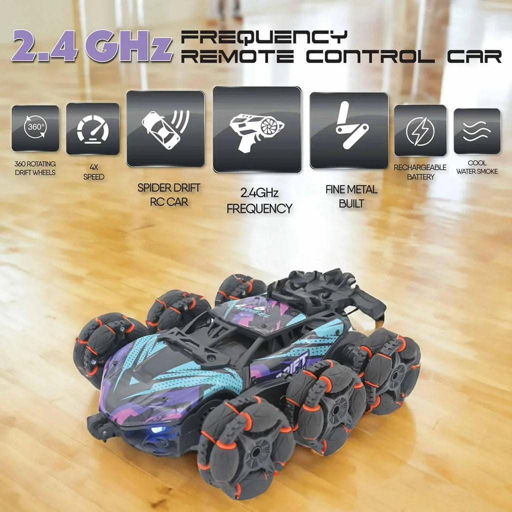 Electrobotic Sobo Drifter 6WD RC Stunt Car – 360° Flips, Water Spray & Lights (Age 8+) - Naivri