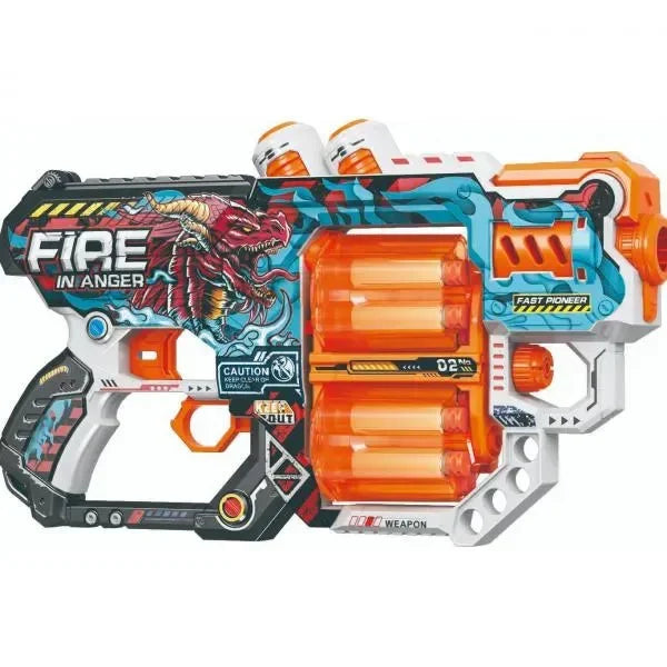 Fire Force Graffiti Monster XL Blaster – Manual Soft Bullet Gun with 12-Dart Capacity and 10m Range - Naivri
