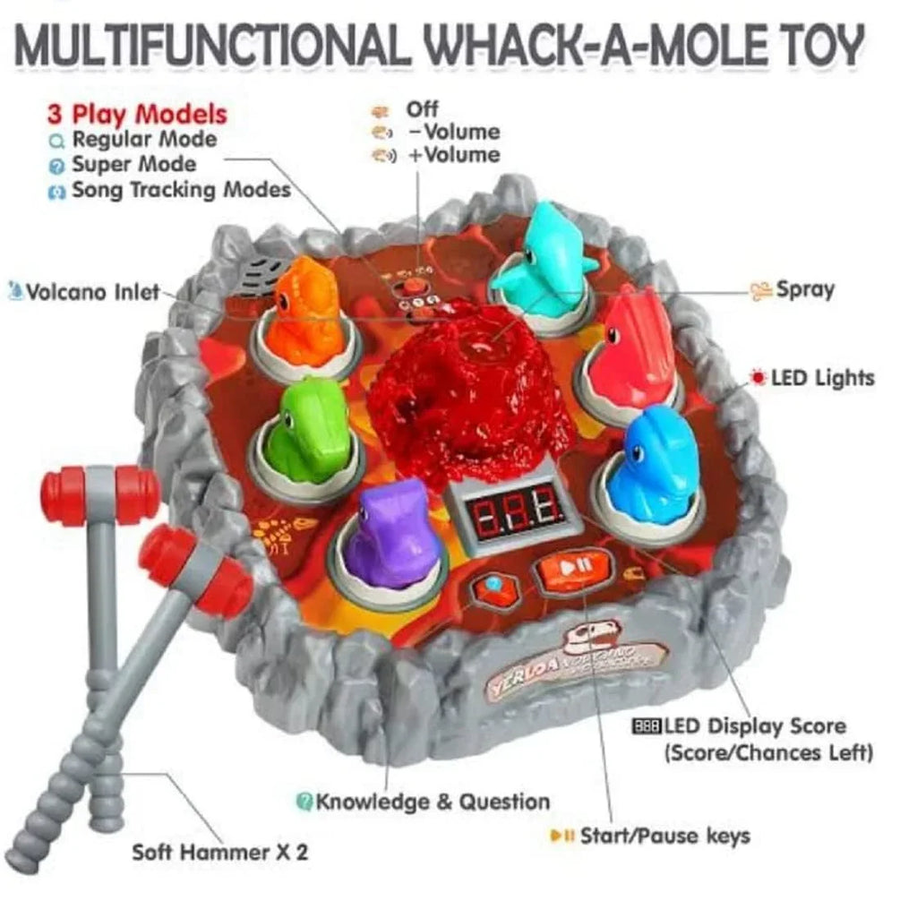 Five Star Dinosaur Battle Game Toy with Volcano Spray | Interactive Dino Pounding Toy with Hammers, Dinosaur Cards & Realistic Volcano | Motor Skill Development Game for Kids Age 5+ - Naivri