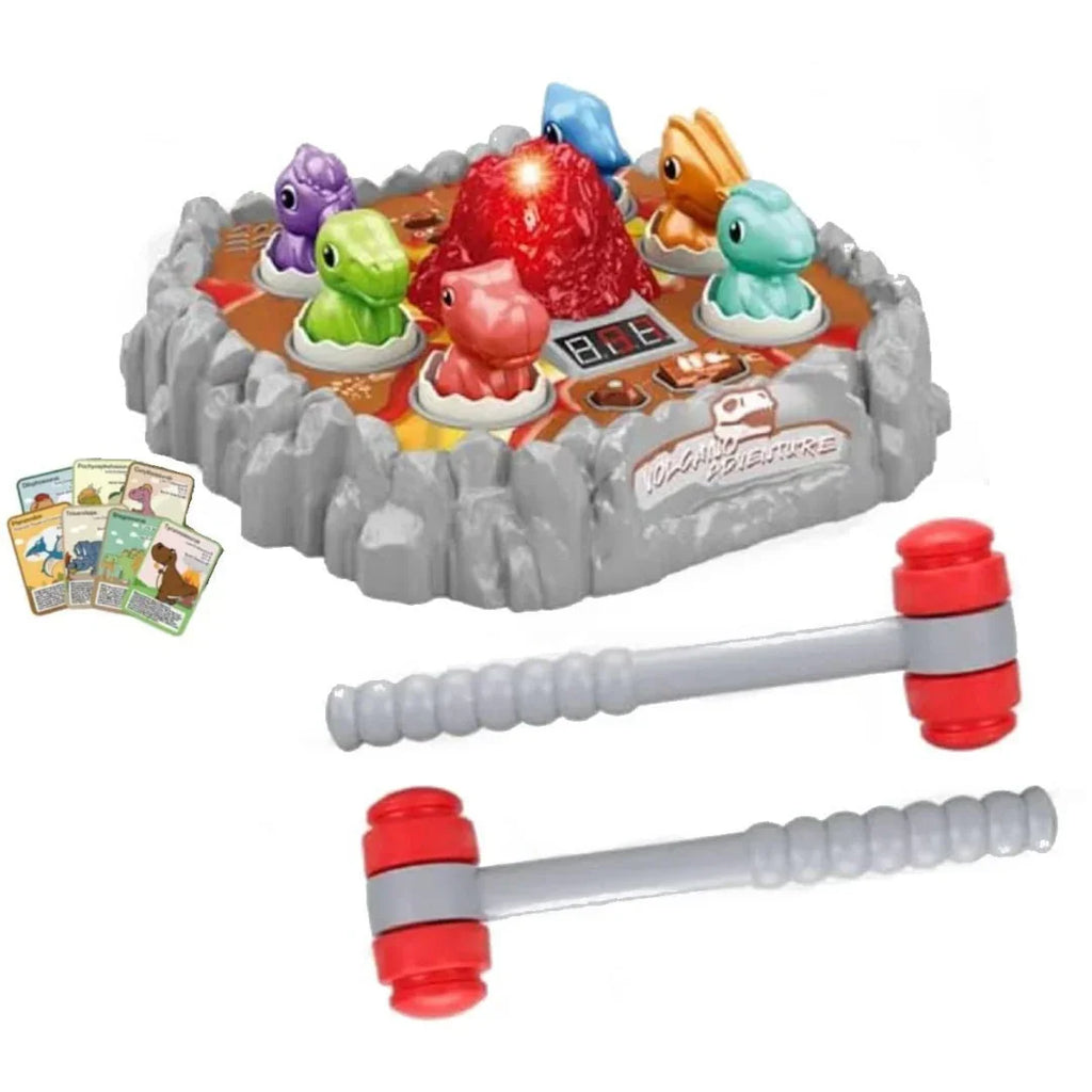 Five Star Dinosaur Battle Game Toy with Volcano Spray | Interactive Dino Pounding Toy with Hammers, Dinosaur Cards & Realistic Volcano | Motor Skill Development Game for Kids Age 5+ - Naivri
