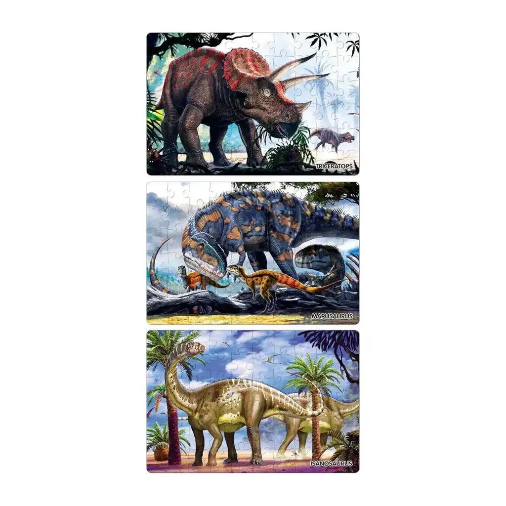 Frank 3 in 1 National Geographic Dinosaurs Jigsaw Puzzle for Kids 5+ Years - Naivri