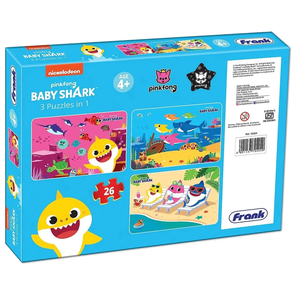 Frank Baby Shark 3 in 1 Puzzle 26 Pcs - Naivri
